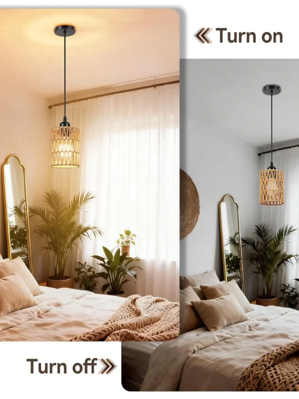 NEW! Hand Woven Rattan Pendant Light 4.7